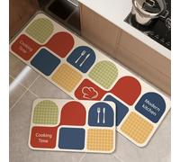 Hixingo Lot de 2 Tapis Cuisine Long Antidérapant au Design Moderne, Lavable Absorbant Diatomite Cuisine Devant Evier Tapis de Bain Vaisselle Douche (Vitrail,50x80cm+50x150cm)