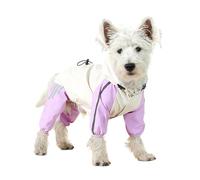 Hixingo Manteau d'hiver à Pattes pour Chien, Chaud Veste Chaude et Froide pour Chien Intérieur et Extérieur Vêtements pour Petit Moyen Grands Chiens (Beige Violet,L)