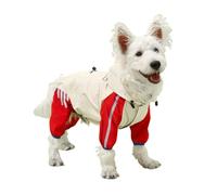 Hixingo Manteau d'hiver à Pattes pour Chien, Chaud Veste Chaude et Froide pour Chien Intérieur et Extérieur Vêtements pour Petit Moyen Grands Chiens (Beige Rouge,L)