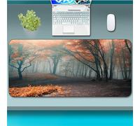 Hixingo Modèle de Paysage Tapis de Souris XXL, Tapis de Souris Gamer, Tapis Souris avec Bords Cousus, 3D Tapis de Souris en Base Antidérapante, Convient Gaming,Maison (900x400x3mm,Feuille d'érable)