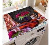 Hixingo Motif de Violon Housse de Machine à Laver, Antidérapant Tapis de Protection Pour Plan de Travail Machine à Laver et Seche Linge Anti-Poussière Protection (Fleurs,40x60cm)