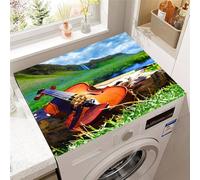 Hixingo Motif de Violon Housse de Machine à Laver, Antidérapant Tapis de Protection Pour Plan de Travail Machine à Laver et Seche Linge Anti-Poussière Protection (Paysage,30x40cm)