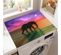 Hixingo Motif Éléphant Housse de Machine à Laver, Antidérapant Tapis de Protection Pour Plan de Travail Machine à Laver et Seche Linge Anti-Poussière Protection (Coucher de soleil,40x60cm)