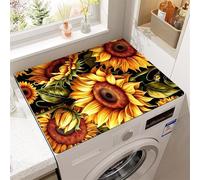 Hixingo Motif Floral Housse de Machine à Laver, Antidérapant Tapis pour Plan de Travail Machine à Laver et Seche Linge, Anti-Poussière Protection Contre les Rayures (Tournesol D,50x50cm)