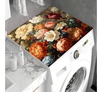 Hixingo Motif Floral Housse de Machine à Laver, Antidérapant Tapis pour Plan de Travail Machine à Laver et Seche Linge, Anti-Poussière Protection Contre les Rayures (fleurs 8,50x60cm)