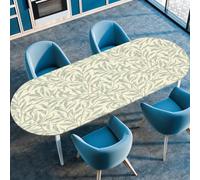 Hixingo Nappe Imperméable, Motif de Fleurs 3D Nappe de Table Ovale avec Bord Élastique, Protection de Table pour Cuisine, Salle à Manger, Jardin (Vert Beige 2,122x183cm)