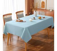 Hixingo Nappe Toile Cirée Rectangulaire, Nappe Impermeable Anti Tache Jardin Exterieur Couleur Unie Protection de Table PVC Plastique pour Fête Salle à Manger Cuisine (Bleu Clair A,140x200cm)