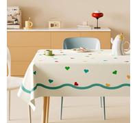 Hixingo Nappe Toile Cirée Rectangulaire, Nappe Impermeable Anti Tache Jardin Exterieur Style Polka Dot Protection de Table PVC Plastique pour Fête Salle à Manger (Cœur d'amour,120x160cm)