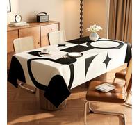 Hixingo Nappe Toile Cirée Rectangulaire, Nappe Impermeable Anti Tache Jardin Exterieur Style Simple Protection de Table PVC Plastique pour Fête Salle à Manger Cuisine (Noir,140x220cm)