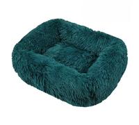 Hixingo Panier Chien Chaleur Peluche, Panier Chat en Peluche Coussin Chien, Tapis Animale Antidérapante Carré, Portable Coussin pour Chat, pour Grande Moyen Petit Animale (Vert Foncé,M)