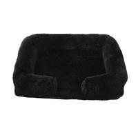 Hixingo Panier Chien Chaud Rectangle Panier Chat en Peluche Portable Coussin Chien Animale Tapis avec Base Antidérapante Moelleux Coussin pour Grande Moyen Petit Animale, Minimaliste (Noir,M)