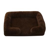 Hixingo Panier Chien Chaud Rectangle Panier Chat en Peluche Portable Coussin Chien Animale Tapis avec Base Antidérapante Moelleux Coussin pour Grande Moyen Petit Animale, Minimaliste (Café,XL)