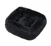 Hixingo Panier Chien Peluche Couleur Unie, Panier Chat en Peluche Coussin Chien, Tapis Animale Antidérapante Carré, Portable Coussin pour Chat, pour Grande Moyen Petit Animale (Noir,S)