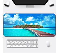 Hixingo Paysage de la Ville Tapis de Souris XXL, Tapis de Souris Gamer, 3D Tapis Souris avec Bords Cousus, Tapis de Souris en Base Antidérapante,Convient Gaming,Maison (600x300x2mm,chevalet)