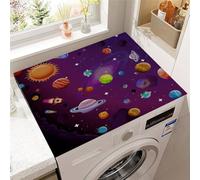 Hixingo Planète Colorée en 3D Housse de Machine à Laver, Antidérapant Tapis de Protection Pour Plan de Travail Machine à Laver et Seche Linge Anti-Poussière Protection (Violet foncé,50x50cm)