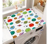 Hixingo Planète Colorée en 3D Housse de Machine à Laver, Antidérapant Tapis de Protection Pour Plan de Travail Machine à Laver et Seche Linge Anti-Poussière Protection (Planète,50x50cm)