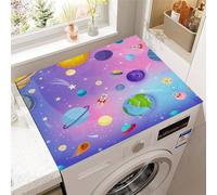 Hixingo Planète Colorée en 3D Housse de Machine à Laver, Antidérapant Tapis de Protection Pour Plan de Travail Machine à Laver et Seche Linge Anti-Poussière Protection (Espace,50x50cm)