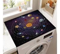 Hixingo Planète Colorée en 3D Housse de Machine à Laver, Antidérapant Tapis de Protection Pour Plan de Travail Machine à Laver et Seche Linge Anti-Poussière Protection (Système solaire,30x40cm)