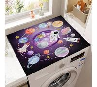 Hixingo Planète Fusée 3D Housse de Machine à Laver, Antidérapant Tapis de Protection Pour Plan de Travail Machine à Laver et Seche Linge Anti-Poussière Protection (Motif B,40x60cm)