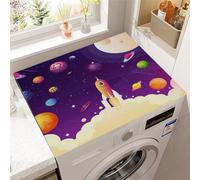 Hixingo Planète Fusée 3D Housse de Machine à Laver, Antidérapant Tapis de Protection Pour Plan de Travail Machine à Laver et Seche Linge Anti-Poussière Protection (Motif H,50x60cm)