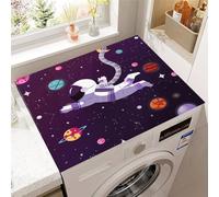 Hixingo Planète Fusée 3D Housse de Machine à Laver, Antidérapant Tapis de Protection Pour Plan de Travail Machine à Laver et Seche Linge Anti-Poussière Protection (Motif E,60x60cm)