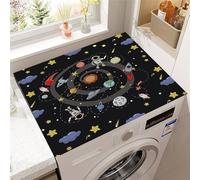 Hixingo Planète Fusée 3D Housse de Machine à Laver, Antidérapant Tapis de Protection Pour Plan de Travail Machine à Laver et Seche Linge Anti-Poussière Protection (Motif G,60x60cm)