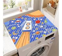 Hixingo Planète Fusée 3D Housse de Machine à Laver, Antidérapant Tapis de Protection Pour Plan de Travail Machine à Laver et Seche Linge Anti-Poussière Protection (Motif A,60x60cm)
