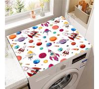 Hixingo Planète Fusée 3D Housse de Machine à Laver, Antidérapant Tapis de Protection Pour Plan de Travail Machine à Laver et Seche Linge Anti-Poussière Protection (Motif D,40x50cm)