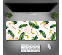 Hixingo Plantes Fleurs Tapis de Souris XXL/XL, Tapis de Souris Gamer, Tapis Souris avec Bords Cousus, Tapis de Souris en Base Antidérapante, Convient pour Gaming, Bureau (900*400*3mm,Feuilles banane)