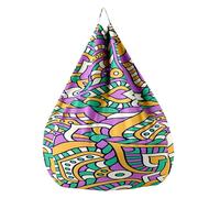 Hixingo Pouf Poire Adulte sans Remplissage, Mandala Bean Bag, Pouf Poire Ado Enfant Uniquement Housse Sac Haricots Housse de Polyvalent Pouf de Rangement (Violet-Jaune,130x150cm)