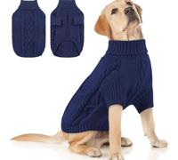 Hixingo Pull pour Chien Petite Moyen Grande Taille, XS-5XL Pull-Over en Tricot pour Chien Manteau Chats Chaud et Doux Hiver Tricot Vêtement Chat Hiver par Temps Froid (Bleu Marine,XXL)