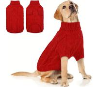 Hixingo Pull pour Chien Petite Moyen Grande Taille, XS-5XL Pull-Over en Tricot pour Chien Manteau Chats Chaud et Doux Hiver Tricot Vêtement Chat Hiver par Temps Froid (Rouge,M)