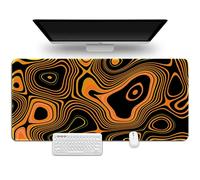 Hixingo Résumé Coloré Tapis de Souris XXL/XL/L, 3D Tapis de Souris en Base Antidérapante, Tapis de Souris Gamer, Tapis Souris avec Bords Cousus, Convient Gaming (700x300x3mm,Orange)