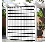 Hixingo Rideaux D'extérieur, 1 Panneau Rideau Exterieur Impermeable,Rideau Pergola avec Oeillets,Rideaux Occultant Exterieur pour Terrasse Jardin Balcon,3D Bande (Blanc 01,132x137cm)