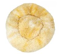 Hixingo Ronde Panier Chien, Tie-Dye Panier Chat en Peluche Portable Coussin Chien, Animale Tapis avec Base Antidérapante, Moelleux Lavable Coussin pour Moyen Petit Animale (Jaune,60cm)