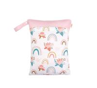 Hixingo Sac à Couche Imperméable, Motif Fleur Sac à Couches Lavables Wet Bag à Fermeture Eclair Réutilisable 1/2/4 Pièce Wet Bags pour Bébé, Voyage Plage Piscine (Arc-en-Ciel,4 Pièces)