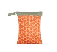 Hixingo Sac à Couche Imperméable, Motif Fleur Sac à Couches Lavables Wet Bag à Fermeture Eclair Réutilisable 1/2/4 Pièce Wet Bags pour Bébé, Voyage Plage Piscine (Orange,4 Pièces)