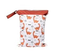 Hixingo Sac à Couche Imperméable, Sac à Couches Lavables Wet Bag à Fermeture Eclair Réutilisable 1/2/4 Pièce Wet Bags pour Bébé, Voyage Plage Piscine Natation Camping (Dinosaure Orange D,2 Pièces)