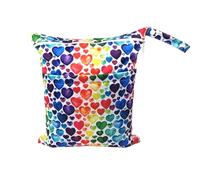 Hixingo Sac à Couche Imperméable, Sac à Couches Lavables Wet Bag à Fermeture Eclair Réutilisable 30x36cm Style Simple Wet Bags pour Bébé, Voyage Plage Piscine Natation (Cœur d'amour,1 Pièce)
