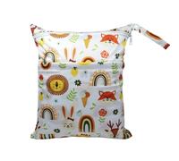 Hixingo Sac à Couche Imperméable,Sac à Couches Lavables Wet Bag à Fermeture Eclair Réutilisable 30x36cm Wet Bags pour Bébé, Voyage Plage Piscine Natation Camping Gym (Lion Dessin animé D,2 Pièces)