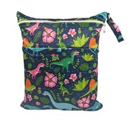 Hixingo Sac à Couche Imperméable, Sac à Couches Lavables Wet Bag à Fermeture Eclair Réutilisable Wet Bags Style Dessin Animé 30x36cm pour Bébé, Voyage Plage (Feuille Verte,4 Pièce)