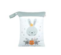Hixingo Sac à Couche Imperméable, Style Dessin Animé Sac à Couches Lavables Wet Bag à Fermeture Eclair Réutilisable 1/2/4 Pièce Wet Bags pour Bébé, Voyage Plage (Lapin Gris,4 Pièces)