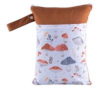 Hixingo Sac à Couches Coloré, Réutilisable Sac à Maillot Mouillé Étanche Organiseur Pochette Couche Lavable, Eclair Wetbag de Voyage avec Double Fermeture Eclair et Poches (Champignon,4 pièces)