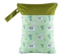 Hixingo Sac à Couches Lavables, Réutilisable Sac à Maillot Mouillé 25x35cm Organiseur Pochette Couche Lavable, Imperméable Eclair Wetbag de Voyage pour Les Plage Piscine (Alpaga Vert,1 Pack)