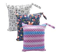 Hixingo Sac à Couches Lavables, Réutilisable Sac à Maillot Mouillé 30x36cm Organiseur Pochette Couche Lavable, Imperméable Eclair Wetbag de Voyage pour Les Plage Piscine (Couleur 15,3 Packs)