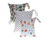 Hixingo Sac à Couches Lavables, Réutilisable Sac à Maillot Mouillé 30x36cm Organiseur Pochette Couche Lavable, Imperméable Eclair Wetbag de Voyage pour Les Plage Piscine (Style de Motif 9,3 Packs)