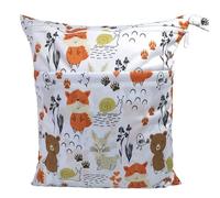 Hixingo Sac à Couches Lavables, Réutilisable Sac à Maillot Mouillé 30x36cm Organiseur Pochette Couche, Imperméable Eclair Wetbag de Voyage pour Les Plage Piscine (Zoo Blanc,3 Packs)