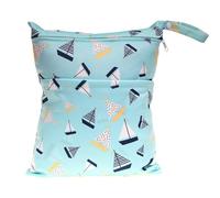 Hixingo Sac à Couches Lavables, Réutilisable Sac à Maillot Mouillé 30x36cm Organiseur Pochette Couche, Imperméable Eclair Wetbag de Voyage pour Les Plage Piscine (Voilier,3 Packs)