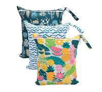 Hixingo Sac à Couches Lavables, Réutilisable Sac à Maillot Mouillé 30x36cm Organiseur Pochette Couche Lavable, Imperméable Eclair Wetbag de Voyage pour Les Plage Piscine (Style 16,3 Packs)