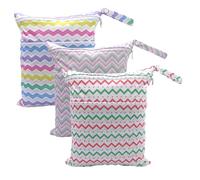 Hixingo Sac à Couches Lavables, Réutilisable Sac à Maillot Mouillé 30x36cm Organiseur Pochette Couche Lavable, Imperméable Eclair Wetbag de Voyage pour Les Plage Piscine (Motif d'onde 7,3 Packs)
